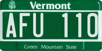 VT license plate AFU110