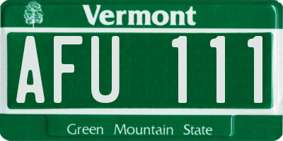 VT license plate AFU111