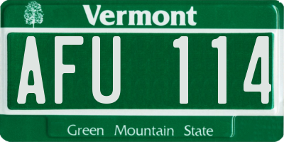 VT license plate AFU114