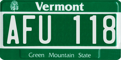 VT license plate AFU118