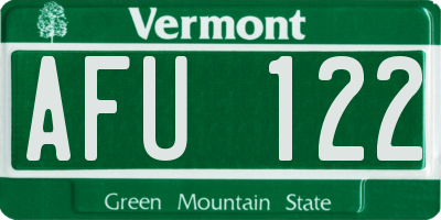 VT license plate AFU122