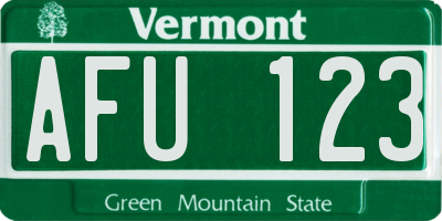 VT license plate AFU123