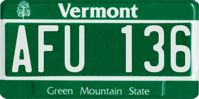 VT license plate AFU136