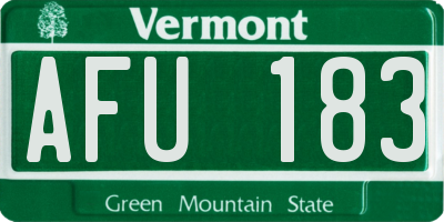 VT license plate AFU183