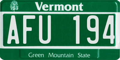 VT license plate AFU194