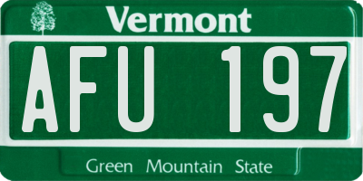 VT license plate AFU197