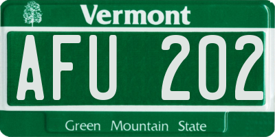 VT license plate AFU202