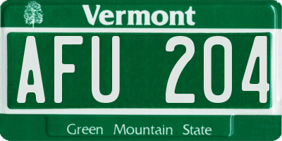 VT license plate AFU204