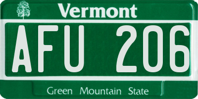 VT license plate AFU206