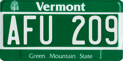 VT license plate AFU209