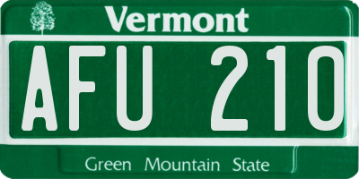VT license plate AFU210