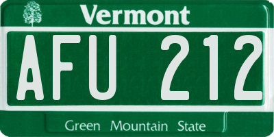 VT license plate AFU212