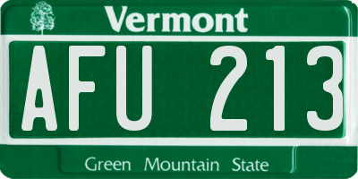 VT license plate AFU213