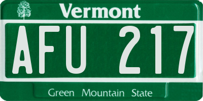 VT license plate AFU217