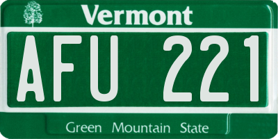 VT license plate AFU221