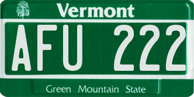 VT license plate AFU222