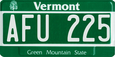VT license plate AFU225