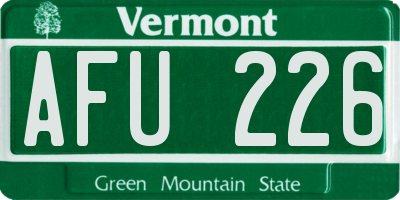 VT license plate AFU226