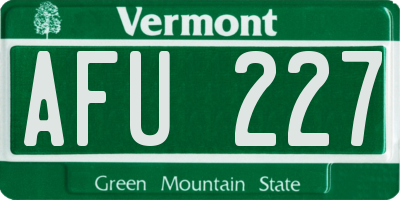 VT license plate AFU227