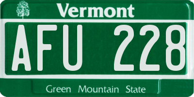 VT license plate AFU228