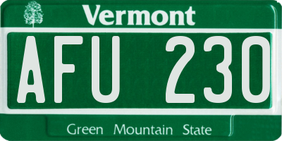 VT license plate AFU230