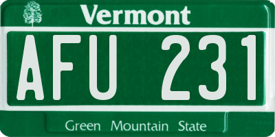 VT license plate AFU231