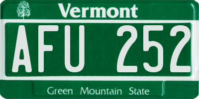 VT license plate AFU252