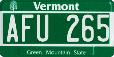 VT license plate AFU265