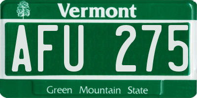 VT license plate AFU275