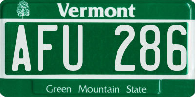 VT license plate AFU286