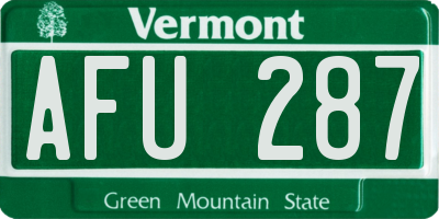 VT license plate AFU287