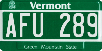 VT license plate AFU289