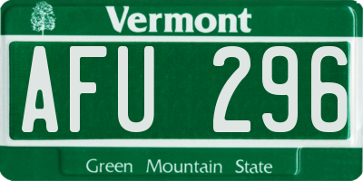 VT license plate AFU296
