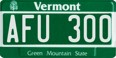 VT license plate AFU300