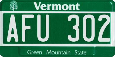 VT license plate AFU302