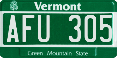 VT license plate AFU305