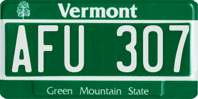 VT license plate AFU307