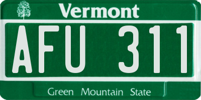 VT license plate AFU311