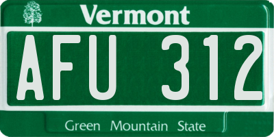 VT license plate AFU312