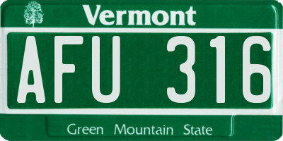 VT license plate AFU316