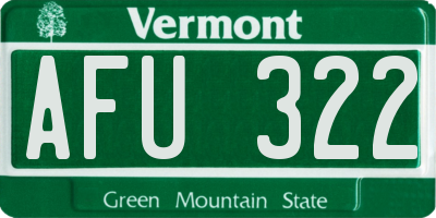 VT license plate AFU322