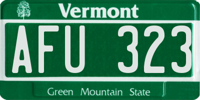 VT license plate AFU323