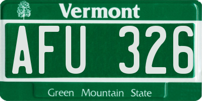 VT license plate AFU326