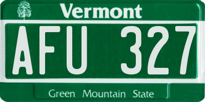 VT license plate AFU327