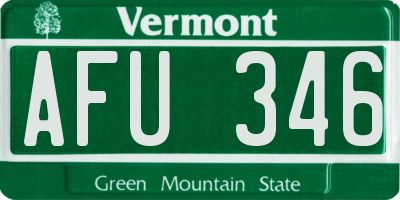 VT license plate AFU346