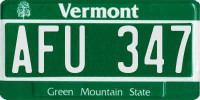 VT license plate AFU347