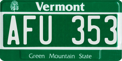 VT license plate AFU353