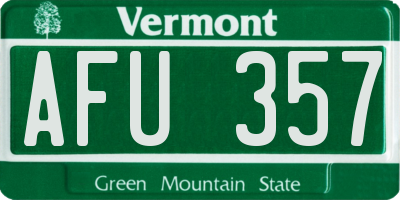 VT license plate AFU357