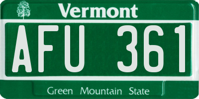 VT license plate AFU361