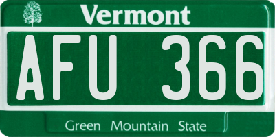 VT license plate AFU366